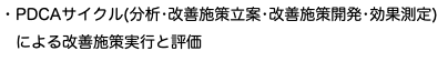 ・PDCAサイクル(分析•改善施策立案•改善施策開発•効果測定) による改善施策実行と評価