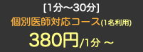 [1分〜30分] 個別医師対応コース(1名利用) 380円/1分 〜