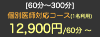 [60分〜300分] 個別医師対応コース(1名利用) 12,900円/60分 〜